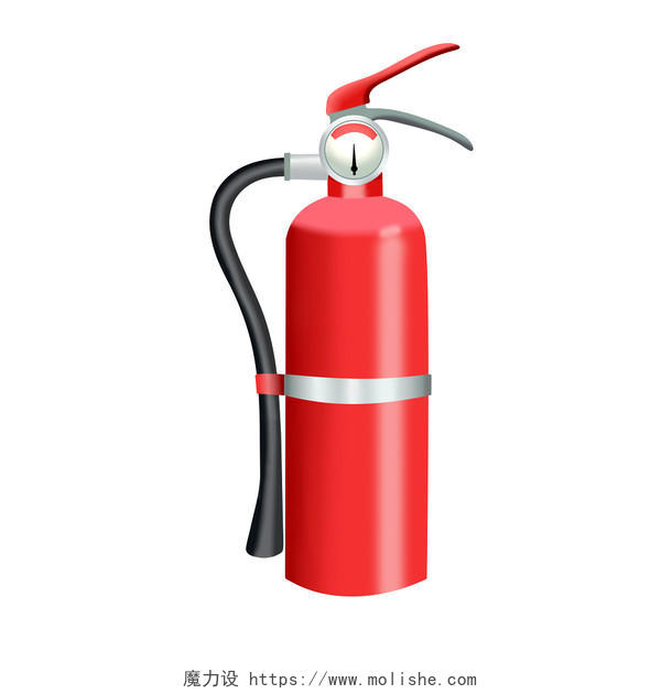 红色卡通手绘消防写实风灭火器消防栓物体素材原创插画海报